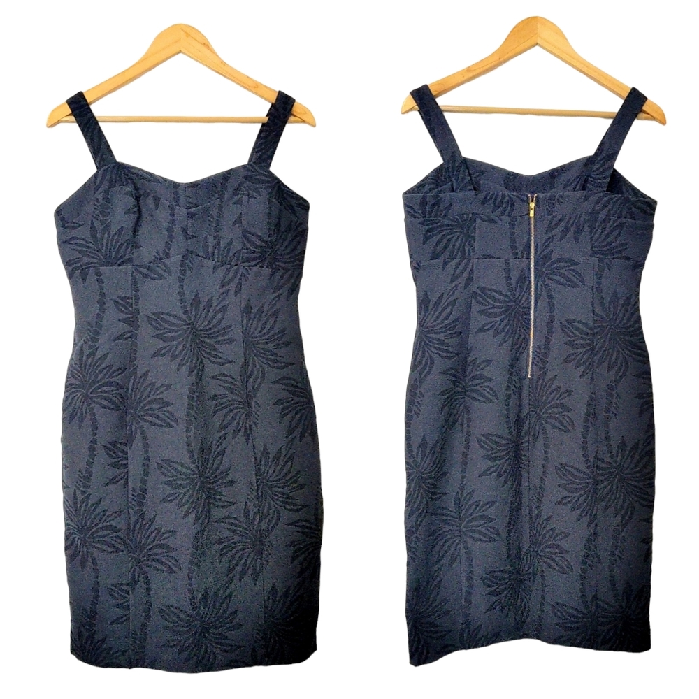 Lilly Pulitzer Navy Blue Palm Leaves Paradise Jacquard Annalee Shift Dress 10